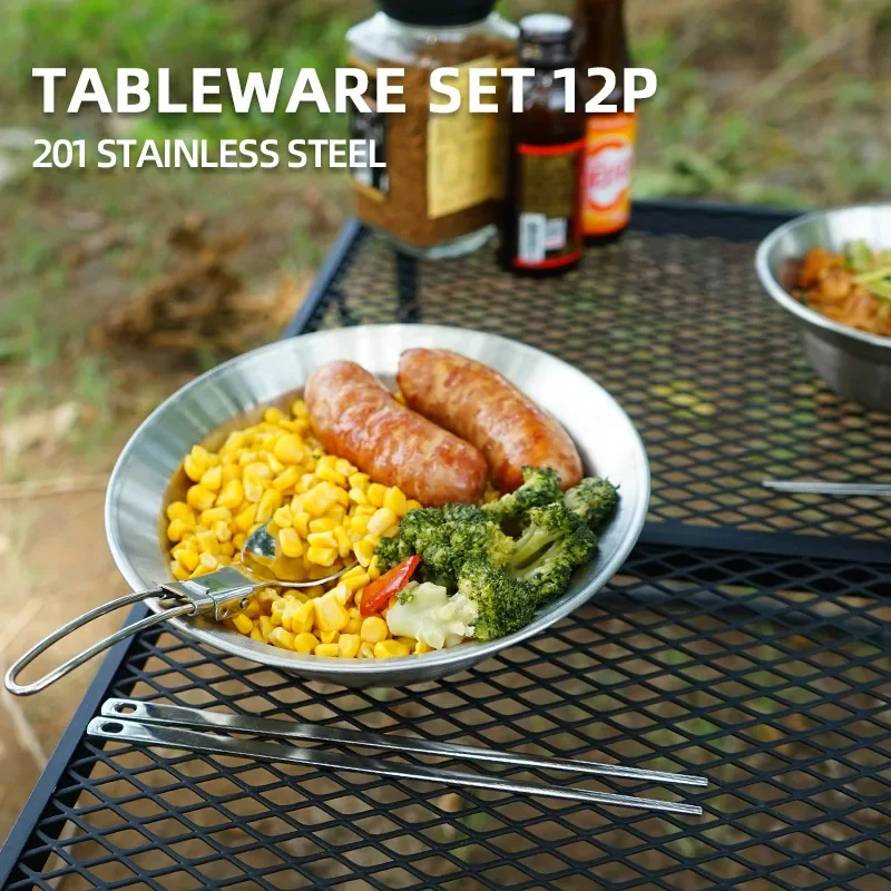 Camping Cooking Dining Set - Juego de vajilla portátil para exteriores,