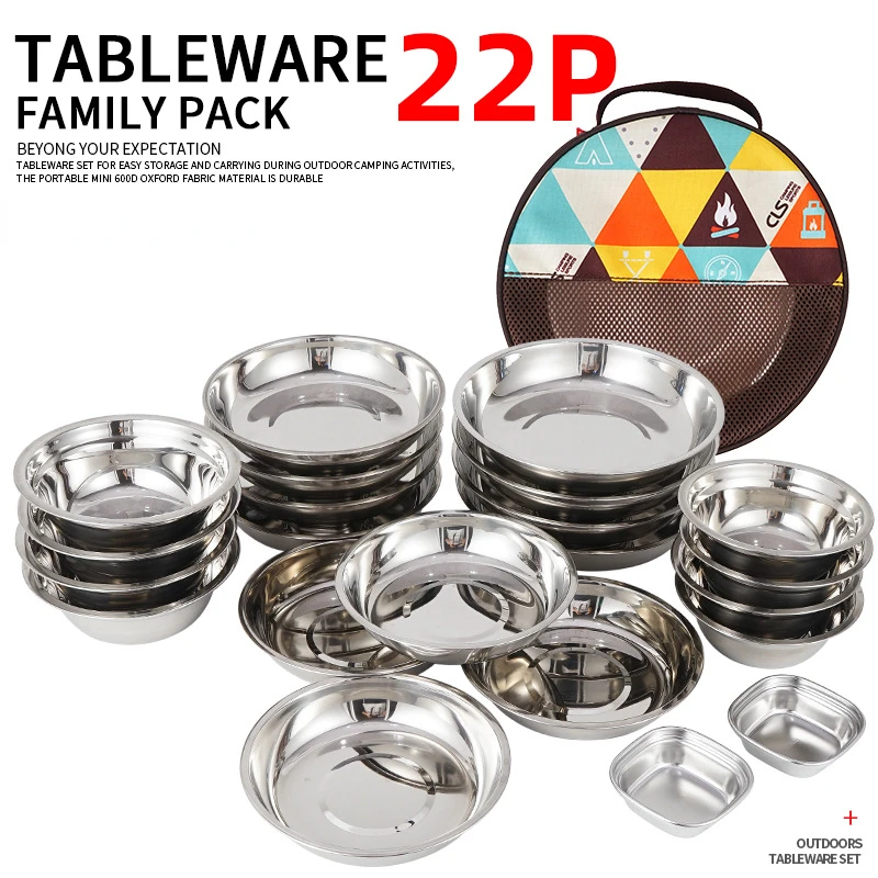 Camping Cooking Dining Set - Juego de 22 piezas de vajilla