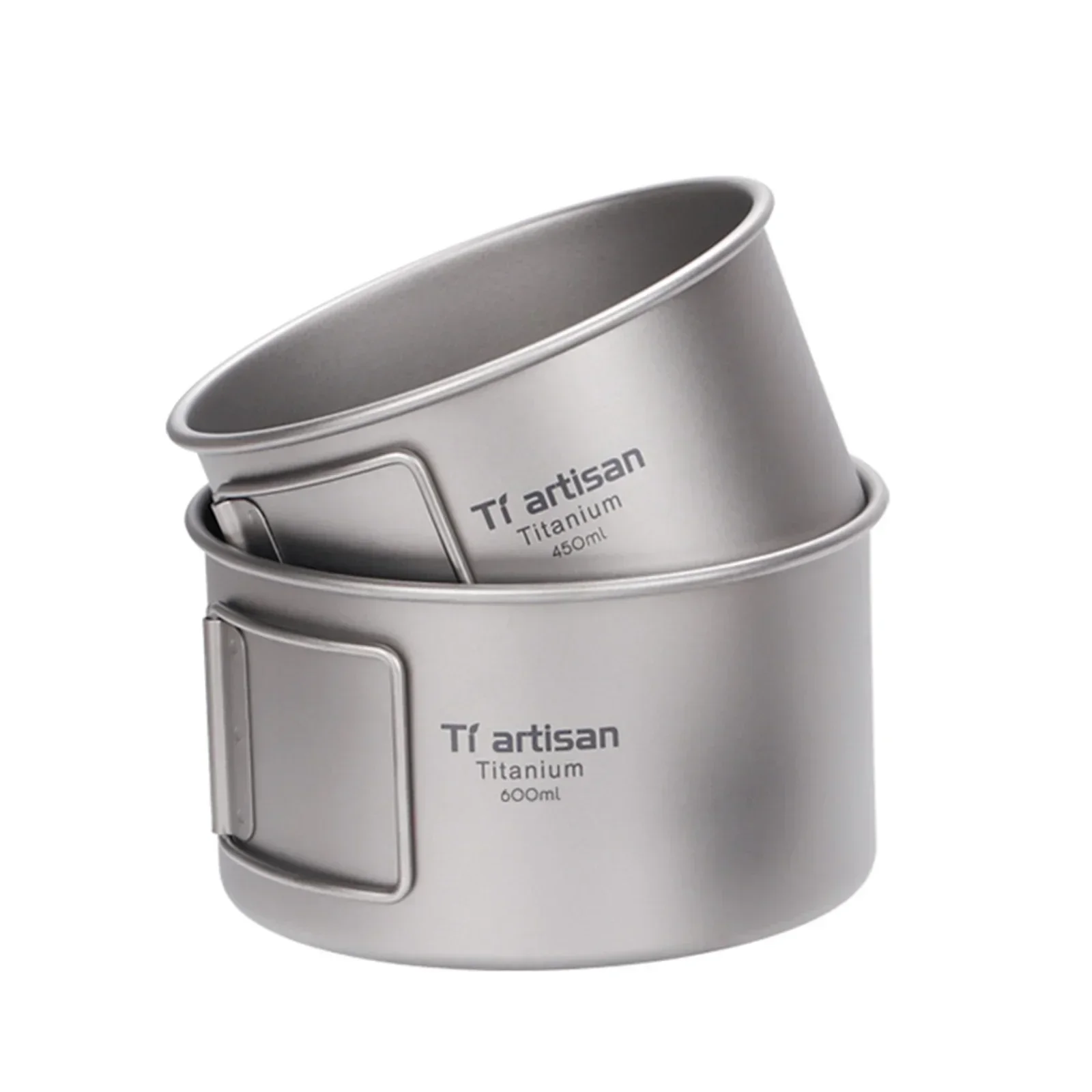 Camping Cooking Container - Cuenco de titanio con asa plegable,