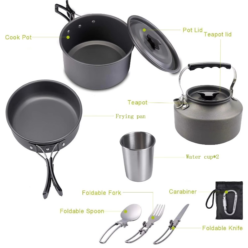 Estufa de camping ligera de al - Quality Camping Cooking Set reseña y precio